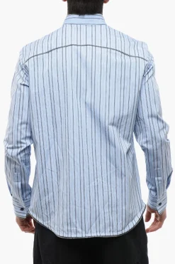 Camicia ZIP ROUND in Popeline con Motivo a Righe Balanced>Off-White Online