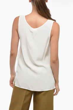 Discount Canotta Relaxed Fit in Seta Donna T-Shirts E Tops