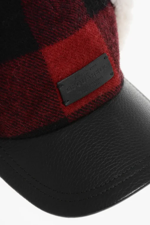 Best Cappello Baseball a Quadri con Dettaglio in Pelle Uomo Cappelli