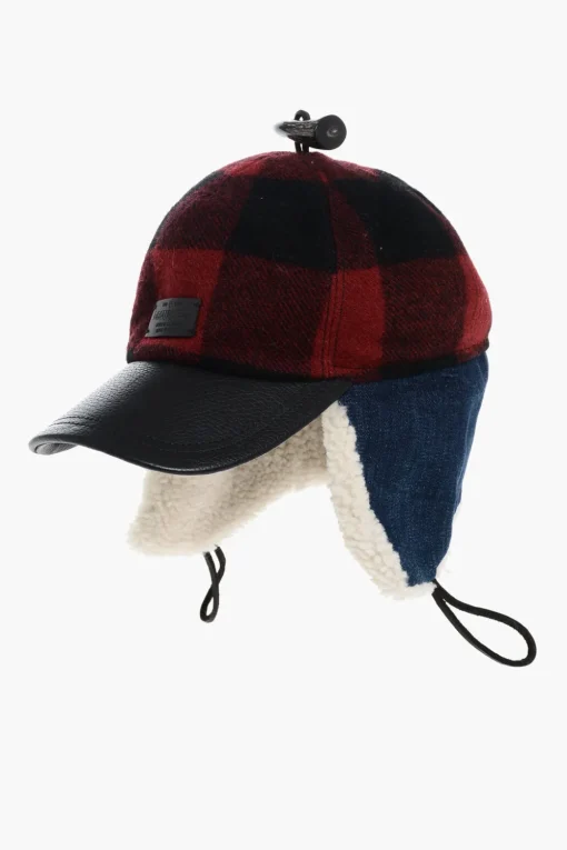 Best Cappello Baseball a Quadri con Dettaglio in Pelle Uomo Cappelli