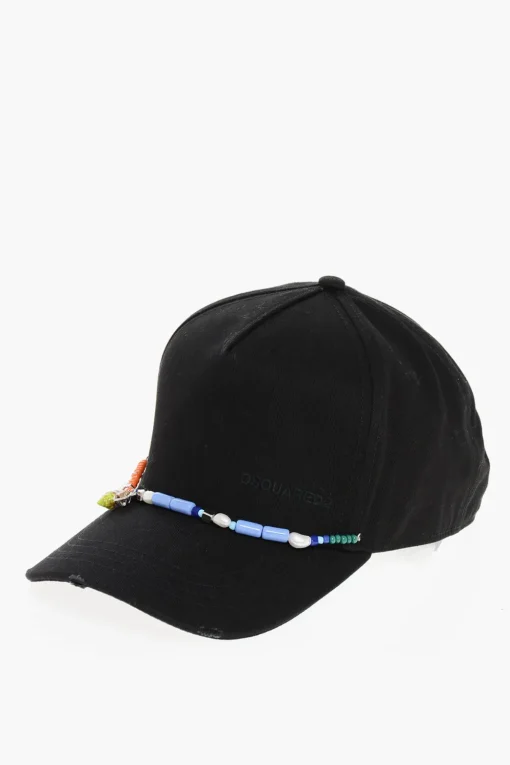 Cappello Baseball in Gabardina di Cotone Impreziosito da Perline>Dsquared2 Hot