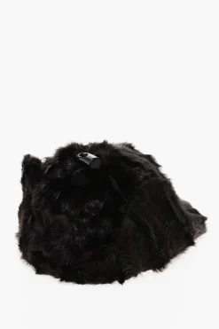 Cappello Baseball in Pelliccia Ecologica con Patch Logo a Contrasto>Dsquared2 Hot