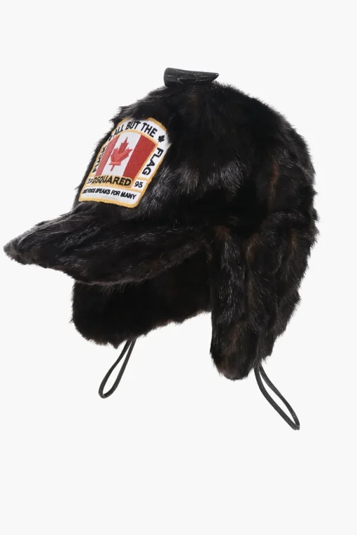 Cappello Baseball in Pelliccia Ecologica con Patch Logo a Contrasto>Dsquared2 Hot