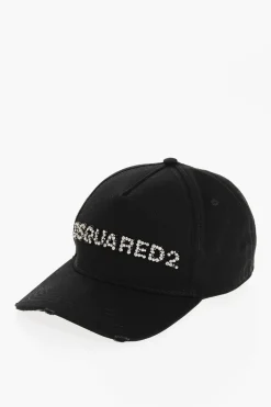 Discount Cappello Baseball in Tinta Unita con Logo Impreziosito da Strass Donna Cappelli
