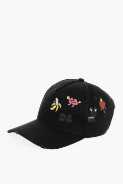 Cappello Baseball in Tinta Unita con Ricami a Contrasto>Dsquared2 Best