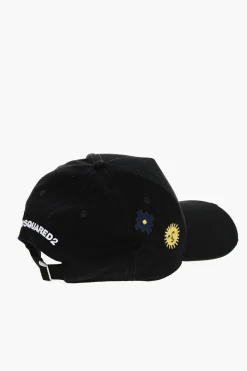 Cappello Baseball in Tinta Unita con Ricami a Contrasto>Dsquared2 Best