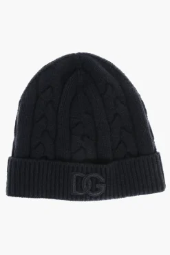 Discount Cappello Beanie in Cashmere a Trecce Uomo Cappelli