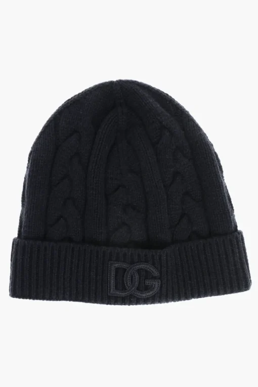 Discount Cappello Beanie in Cashmere a Trecce Uomo Cappelli
