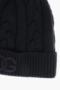 Discount Cappello Beanie in Cashmere a Trecce Uomo Cappelli