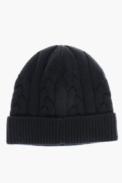 Discount Cappello Beanie in Cashmere a Trecce Uomo Cappelli