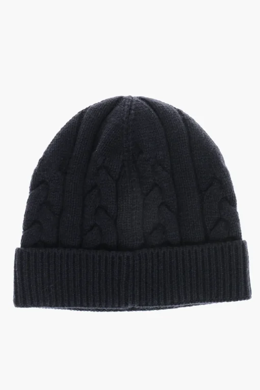 Discount Cappello Beanie in Cashmere a Trecce Uomo Cappelli