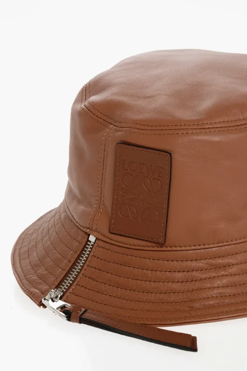 Cappello Bucket in Pelle a Tinta Unita con Dettaglio Zip>Loewe Discount