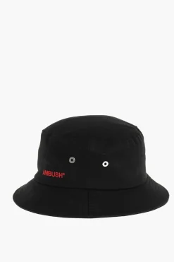 Discount Cappello Bucket in Tinta Unita con Logo Ricamato a Contrasto Uomo Cappelli