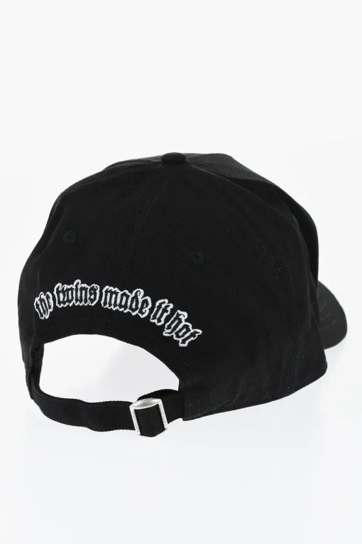 Cappello Da Baseball Effetto Vintage con Strass e Logo in Stampa Gotica>Dsquared2 Best