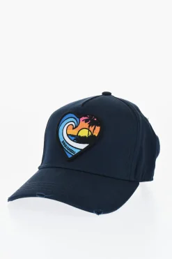 cappello da Baseball Effetto Vintage con Ricamo Cuore>Dsquared2 Best