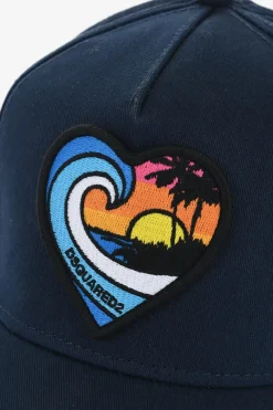 cappello da Baseball Effetto Vintage con Ricamo Cuore>Dsquared2 Best