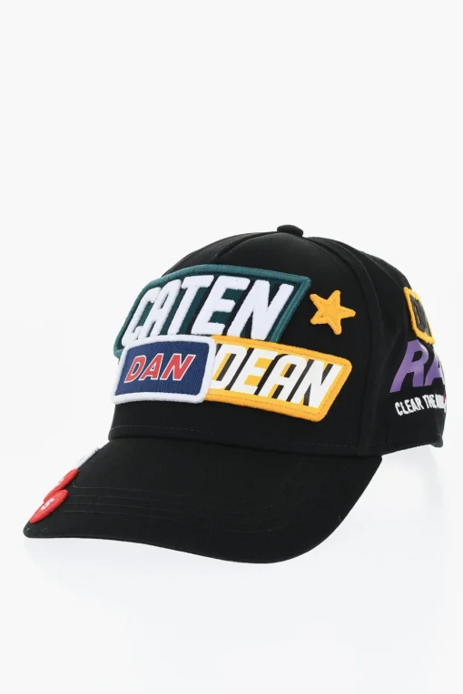 Outlet Cappello da Baseball in Twill di Cotone con Dettagli in Rilievo Uomo Cappelli