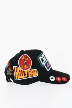 Outlet Cappello da Baseball in Twill di Cotone con Dettagli in Rilievo Uomo Cappelli