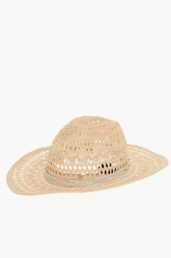 Sale Cappello da Cowboy in Raffia con Perline Donna Cappelli