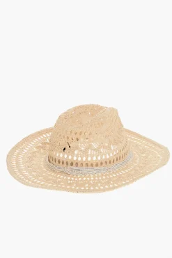 Sale Cappello da Cowboy in Raffia con Perline Donna Cappelli
