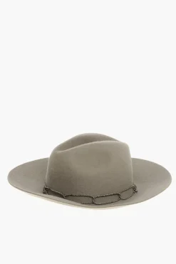 Cappello Panama in Feltro di Coniglio con Dettaglio Gioiello>Brunello Cucinelli New