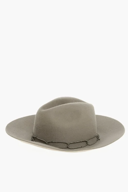 Cappello Panama in Feltro di Coniglio con Dettaglio Gioiello>Brunello Cucinelli New
