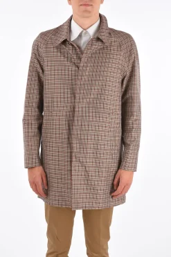 Sale Cappotto Balmacaan Shephard's check con Abbottonatura Nascosta Uomo Cappotti E Trench