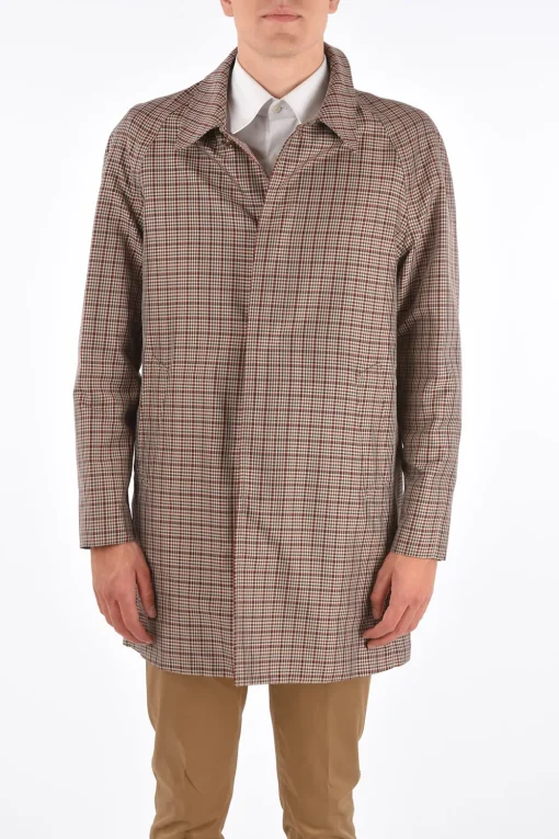 Sale Cappotto Balmacaan Shephard's check con Abbottonatura Nascosta Uomo Cappotti E Trench