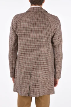 Sale Cappotto Balmacaan Shephard's check con Abbottonatura Nascosta Uomo Cappotti E Trench