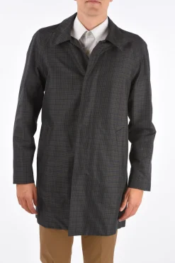 cappotto balmacaan shephard's check con abbottonatura nascosta>Corneliani Outlet
