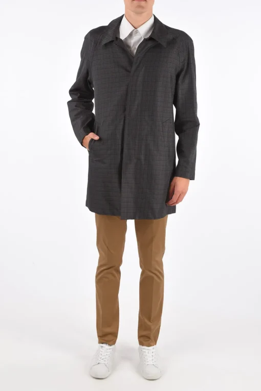 cappotto balmacaan shephard's check con abbottonatura nascosta>Corneliani Outlet