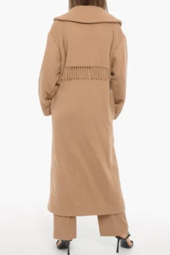 Sale Cappotto Doppiopetto BRUXELLES in Tinta Unita con Frange Donna Cappotti E Trench