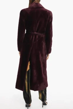 Online Cappotto Doppiopetto in Ecopelliccia con Cintura Donna Cappotti E Trench