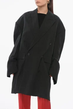 Cappotto Doppiopetto in Lino con Fondo a Taglio Vivo>Balenciaga Clearance