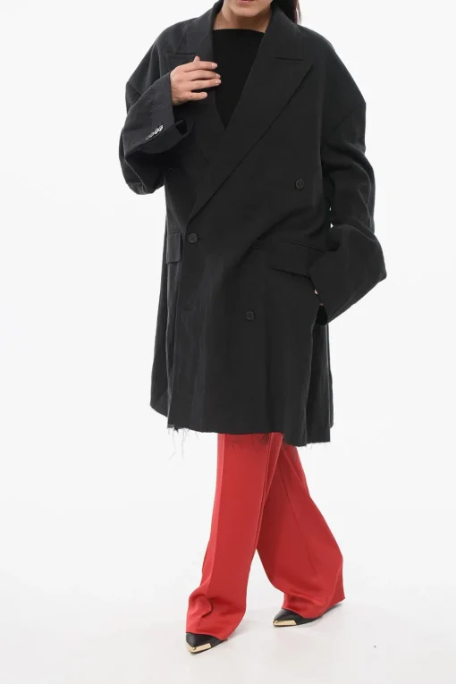 Cappotto Doppiopetto in Lino con Fondo a Taglio Vivo>Balenciaga Clearance