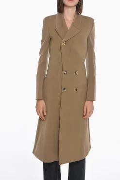 Fashion Cappotto Doppiopetto in Lana Stretch Donna Cappotti E Trench