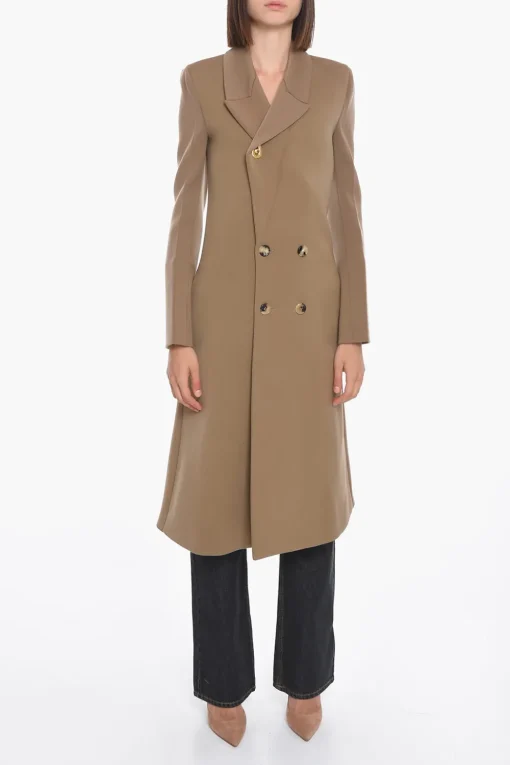 Fashion Cappotto Doppiopetto in Lana Stretch Donna Cappotti E Trench