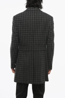 Online Cappotto Doppiopetto In Lana Con Motivo A Quadri Uomo Cappotti E Trench
