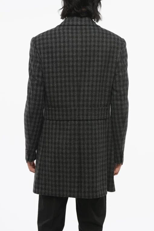 Online Cappotto Doppiopetto In Lana Con Motivo A Quadri Uomo Cappotti E Trench