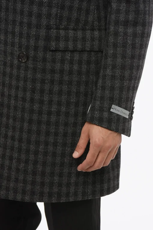 Online Cappotto Doppiopetto In Lana Con Motivo A Quadri Uomo Cappotti E Trench