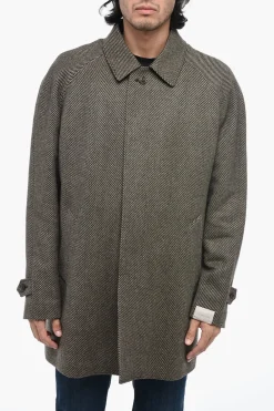 Outlet Cappotto In Lana Con Chiusura a Scomparsa E Imbottitura Estraibile Uomo Cappotti E Trench