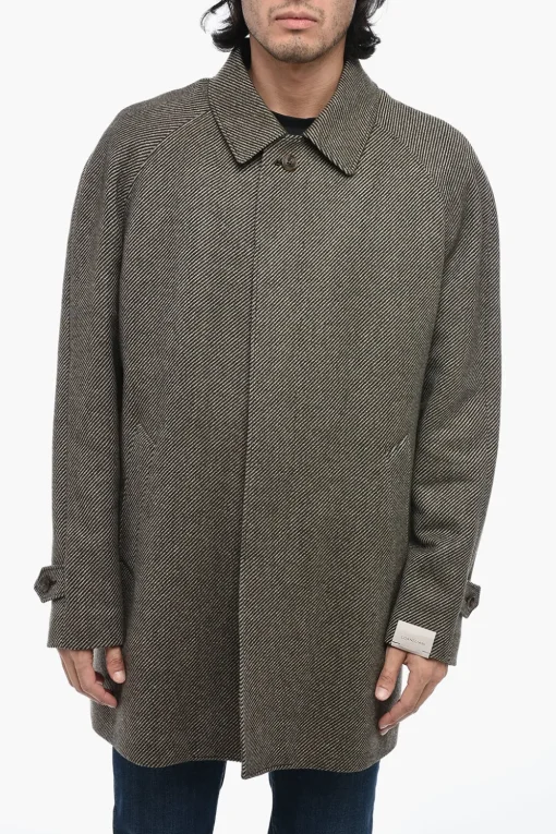 Outlet Cappotto In Lana Con Chiusura a Scomparsa E Imbottitura Estraibile Uomo Cappotti E Trench