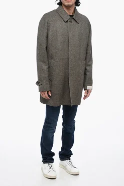 Outlet Cappotto In Lana Con Chiusura a Scomparsa E Imbottitura Estraibile Uomo Cappotti E Trench