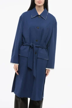 Cappotto in Lana con Cuciture a Contrasto>Marni Fashion