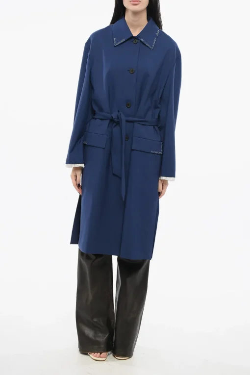 Cappotto in Lana con Cuciture a Contrasto>Marni Fashion