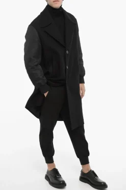 Cappotto in Lana con Maniche in Nylon></noscript>Neil Barrett Sale