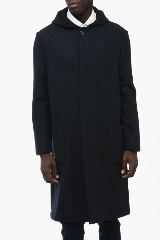 Discount Cappotto In Lana Tweed Semifoderato Con Cappuccio Uomo Cappotti E Trench