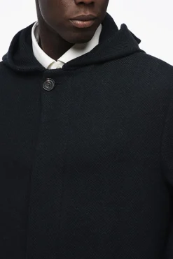 Discount Cappotto In Lana Tweed Semifoderato Con Cappuccio Uomo Cappotti E Trench