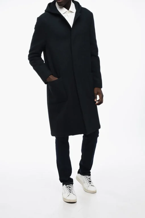 Discount Cappotto In Lana Tweed Semifoderato Con Cappuccio Uomo Cappotti E Trench