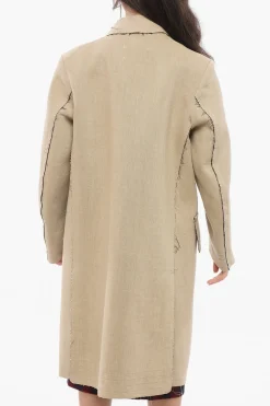 Outlet Cappotto In Lino Doppiopetto Con Dettagli Raw-Cut Donna Cappotti E Trench